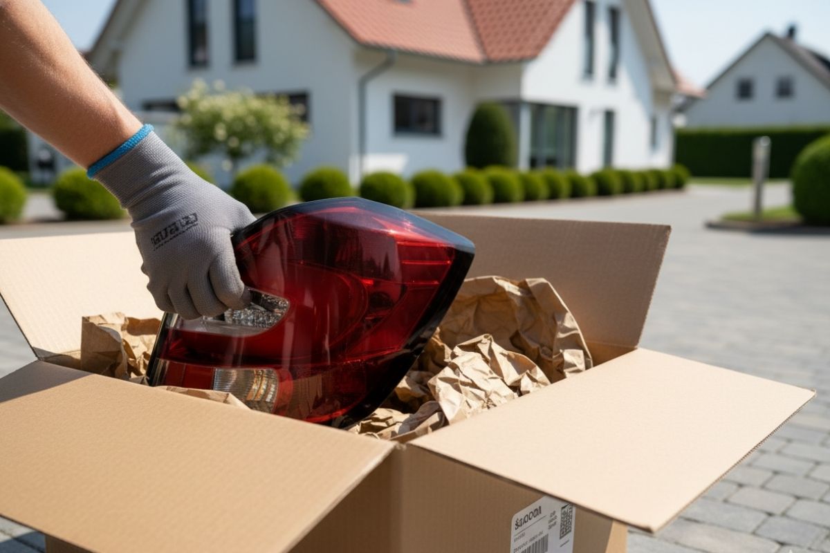 Rücklicht für Skoda wird ausgepackt